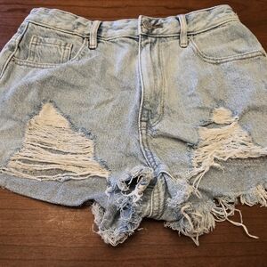 Pacsun Distressed Light Blue Denim Shorts